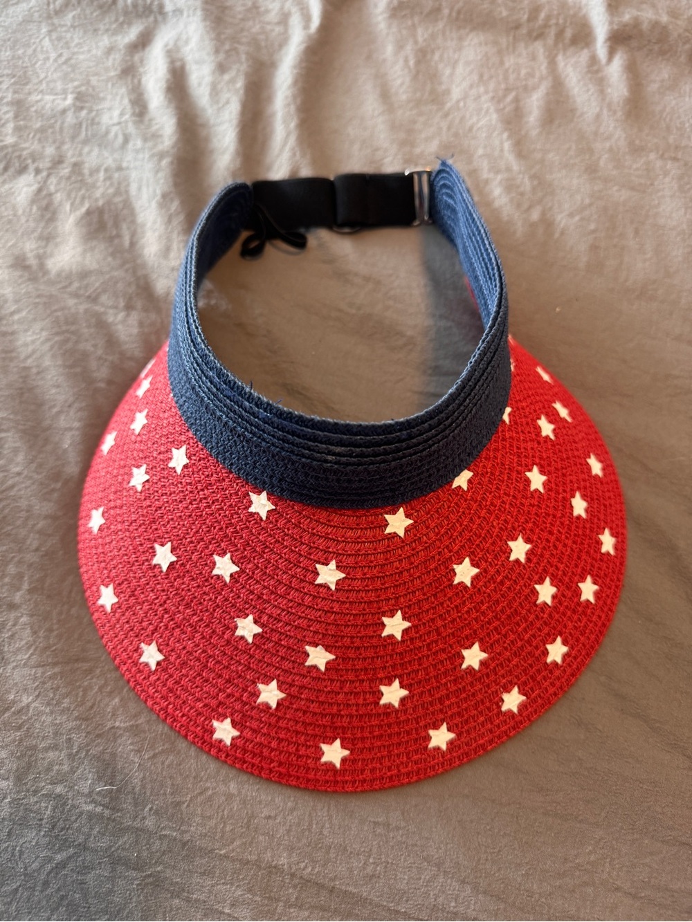 Red & White Star Visor with Navy Blue Adjustable Band